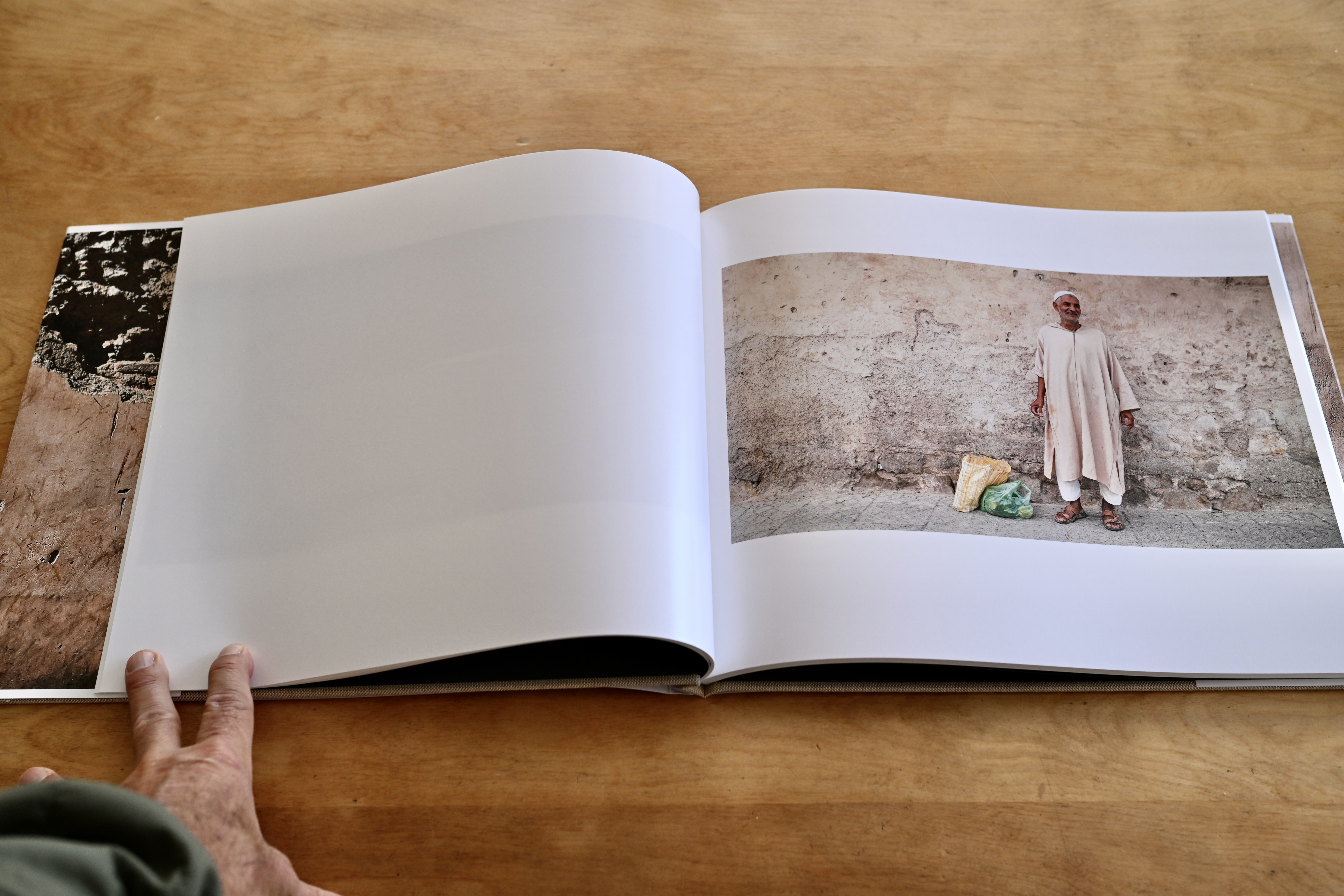 Blurb 11x13, hardcover dustjacket with oatmeal linen cover, grey endsheets, and Mohawk proPhoto Pearl (140# Mohawk Photo Gloss, 190 GSM)