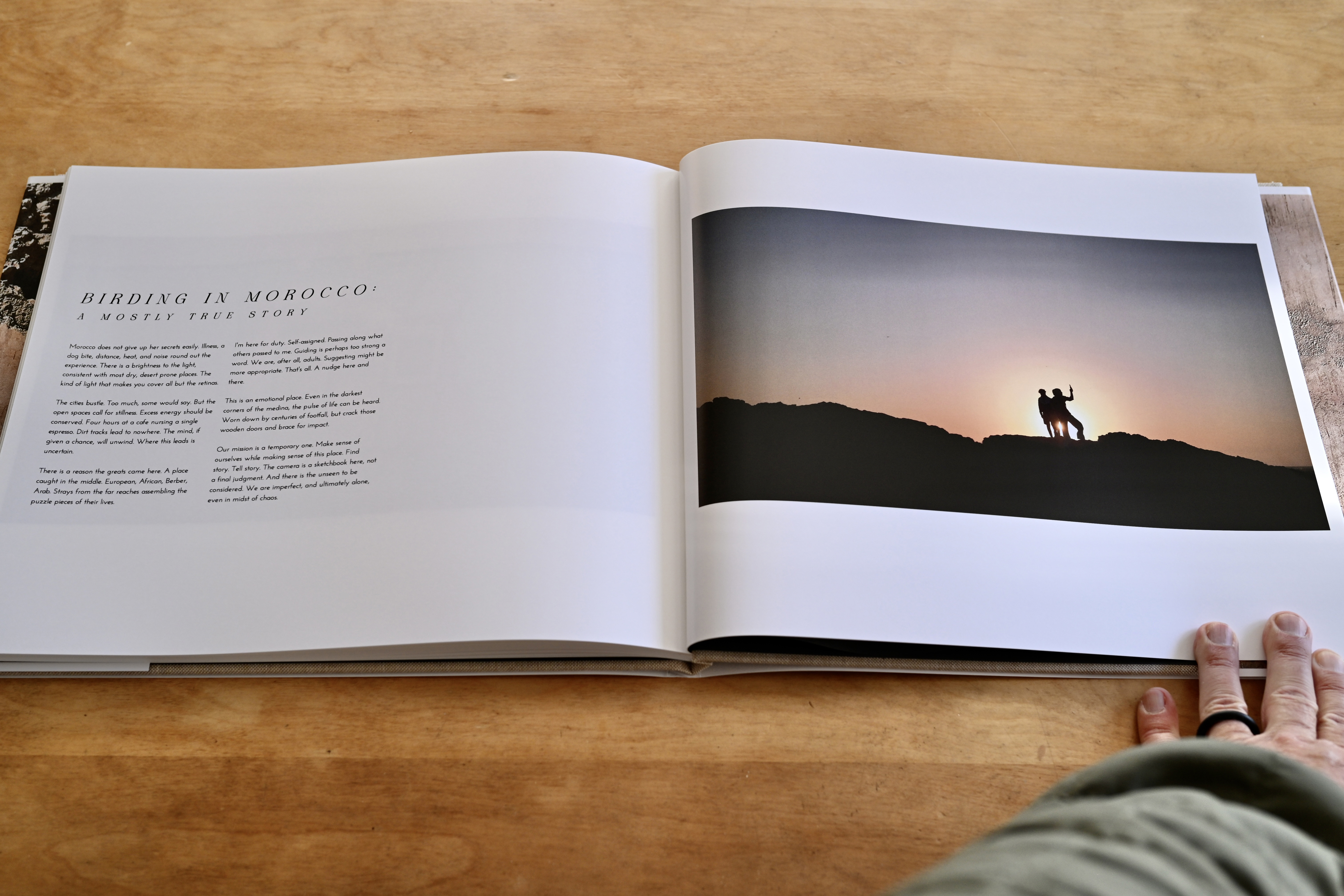 Blurb 11x13, hardcover dustjacket with oatmeal linen cover, grey endsheets, and Mohawk proPhoto Pearl (140# Mohawk Photo Gloss, 190 GSM)