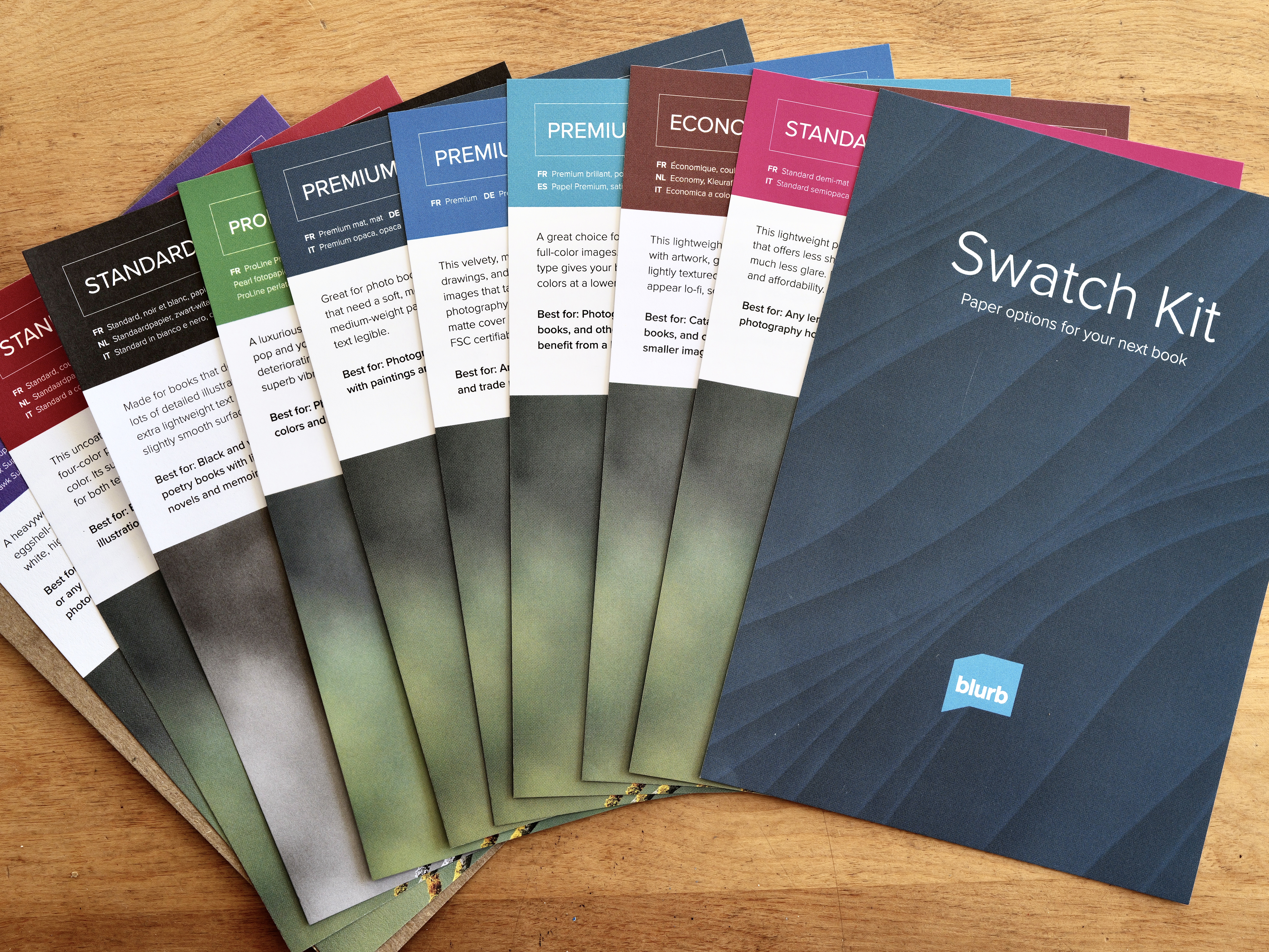 Blurb swatch kits are back. A swatch kit is a starting point for finding the perfect paper for your next book. 