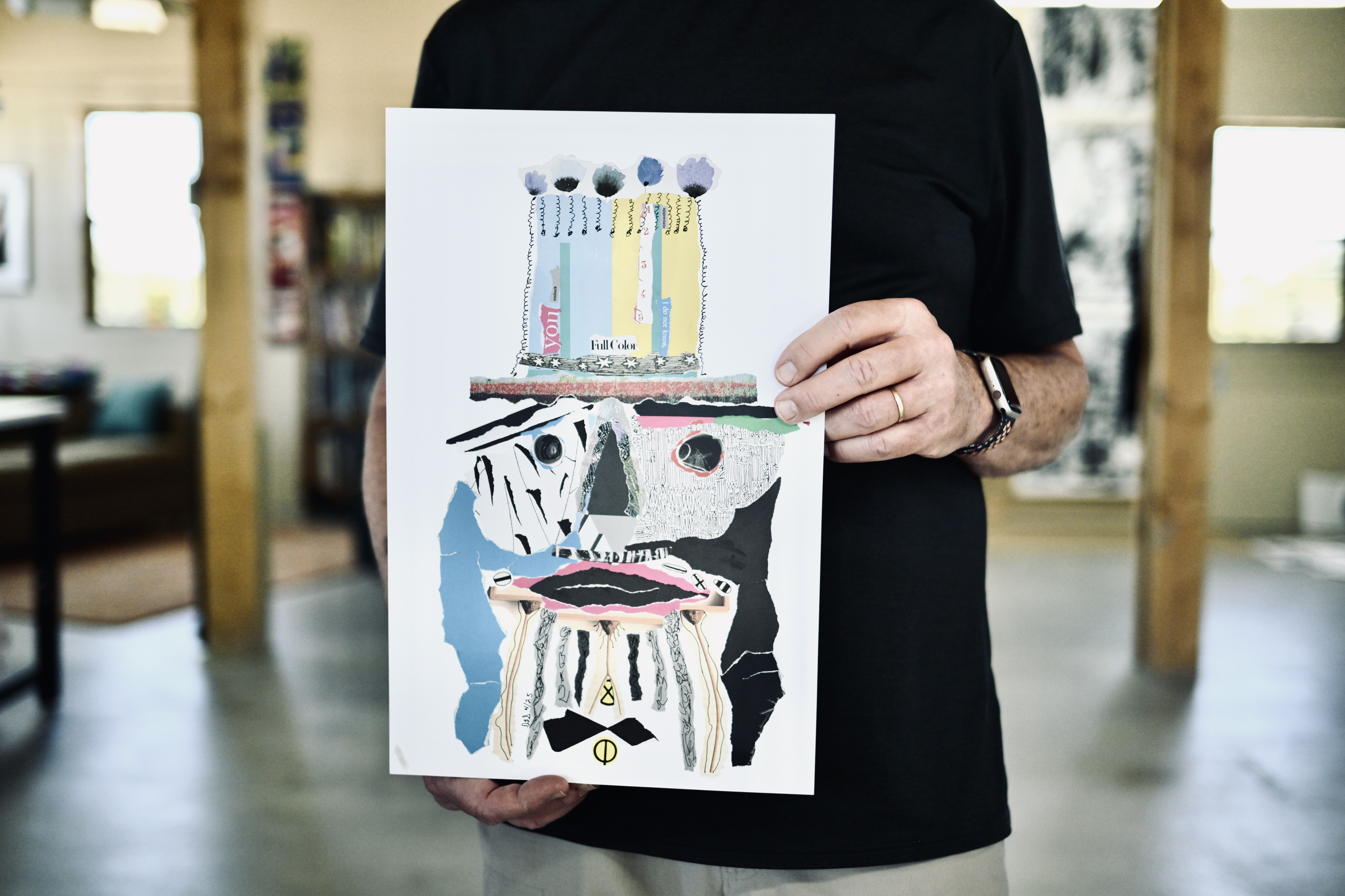 David Schuster is a Santa Fe based artist working in glass, textiles, print-on-demand books, and incredible collage.
